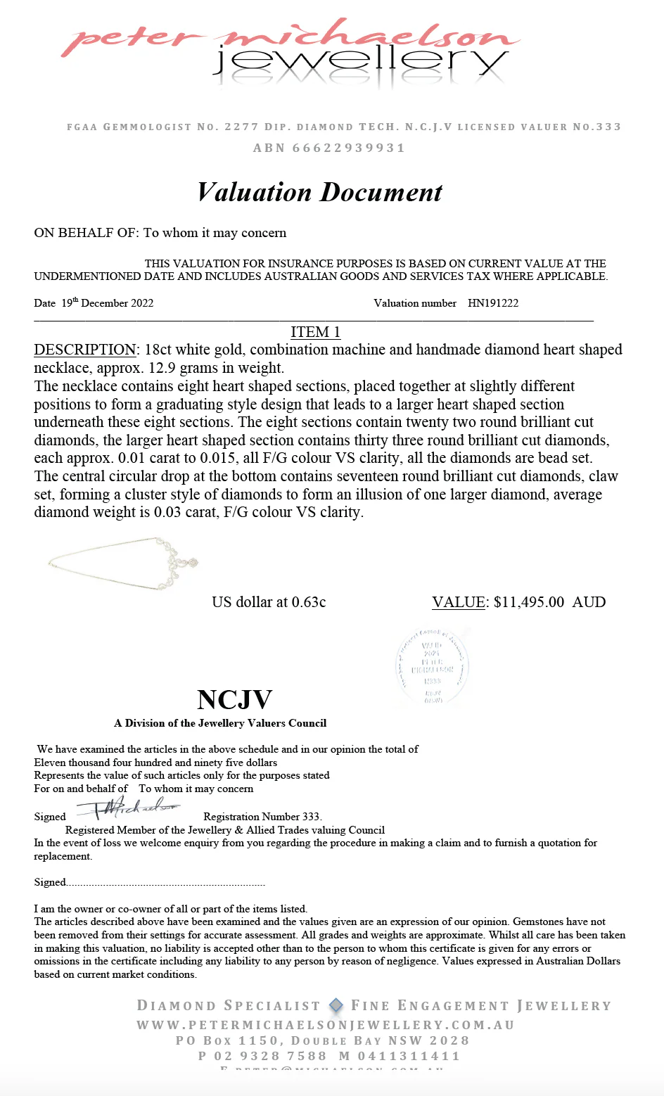 18Ct White Gold And Diamond Heart Necklace - Image 4