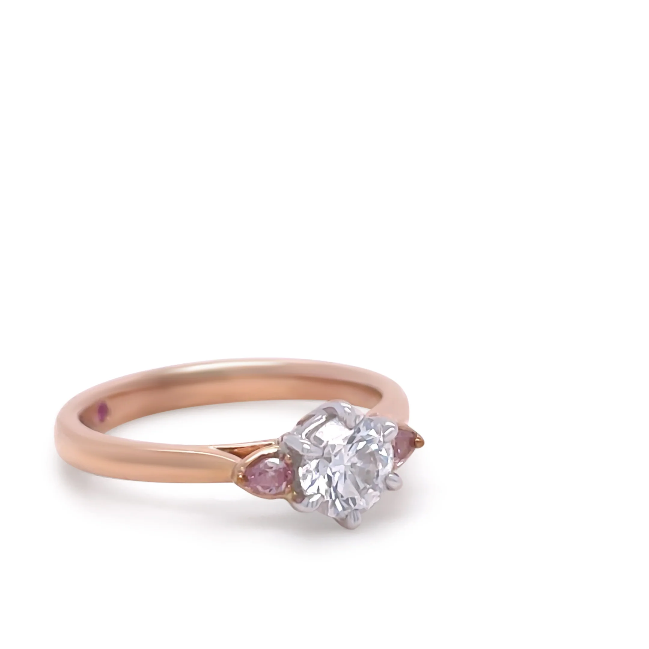 Pink argyle diamond 18ct White & Rose Gold Trilogy Ring 0.79ct - Image 3