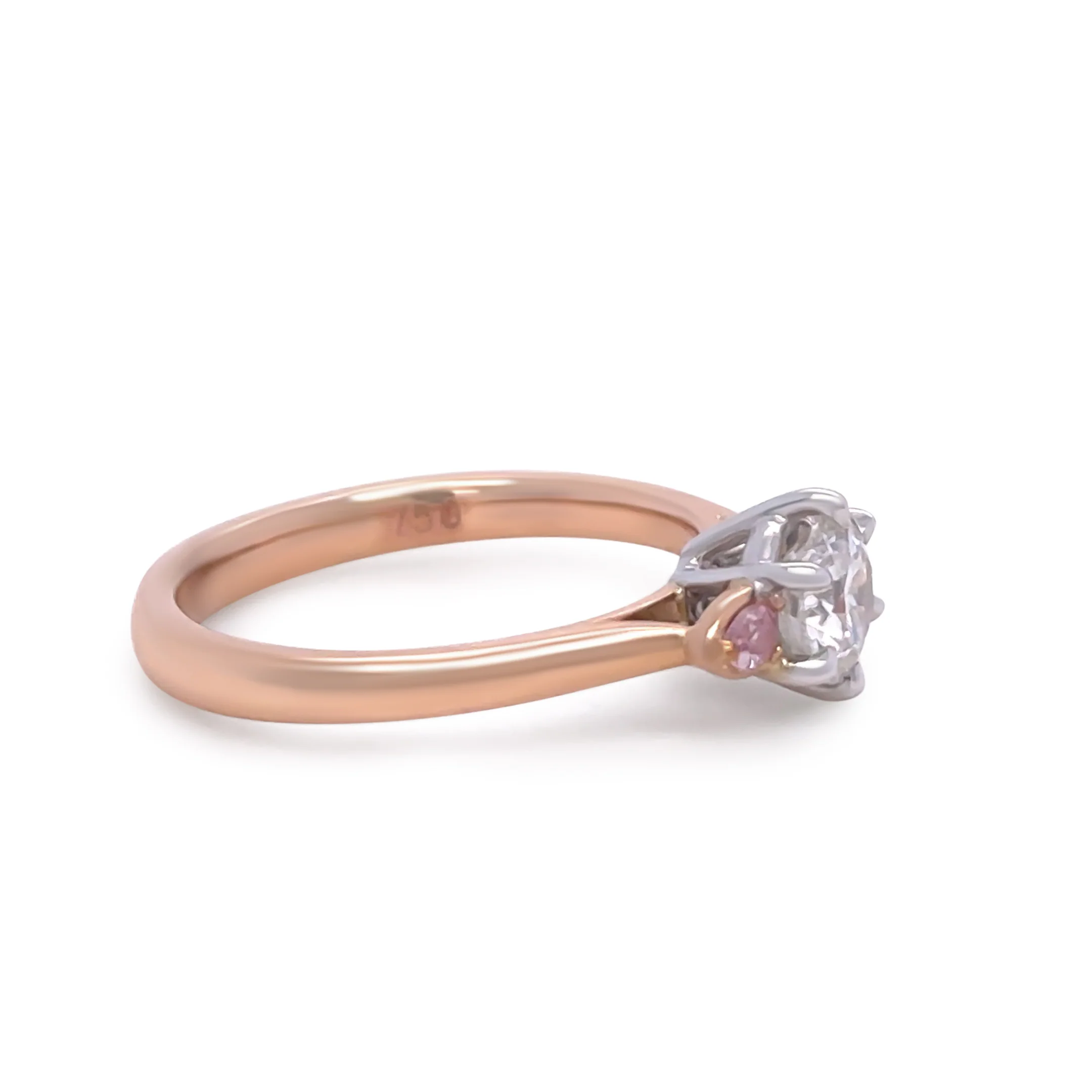 Pink argyle diamond 18ct White & Rose Gold Trilogy Ring 0.79ct - Image 6