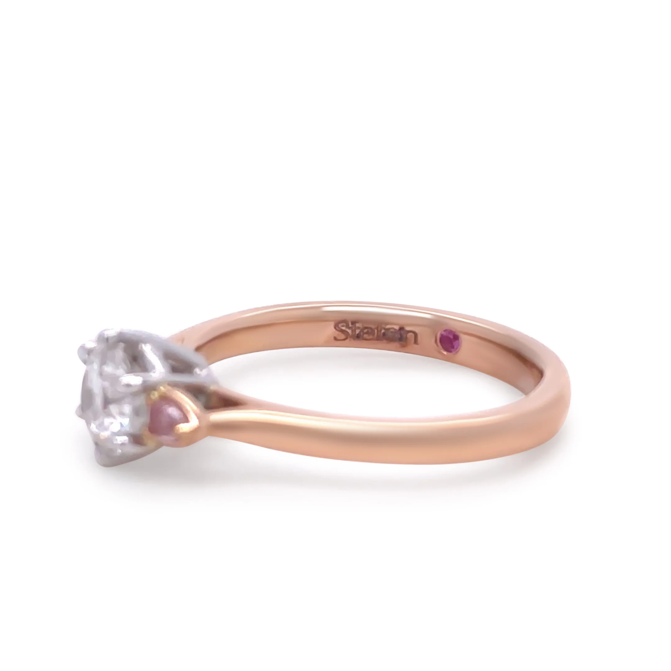 Pink argyle diamond 18ct White & Rose Gold Trilogy Ring 0.79ct - Image 7