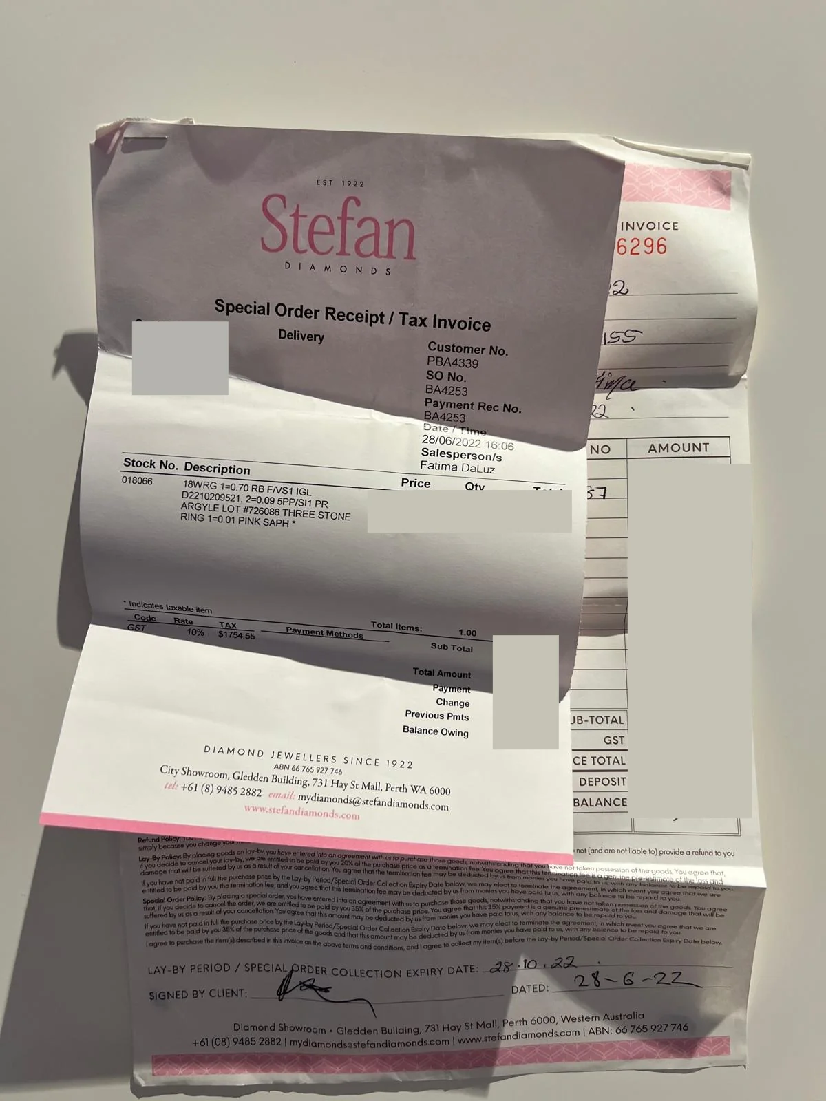 Pink argyle diamond 18ct White & Rose Gold Trilogy Ring 0.79ct - Image 9