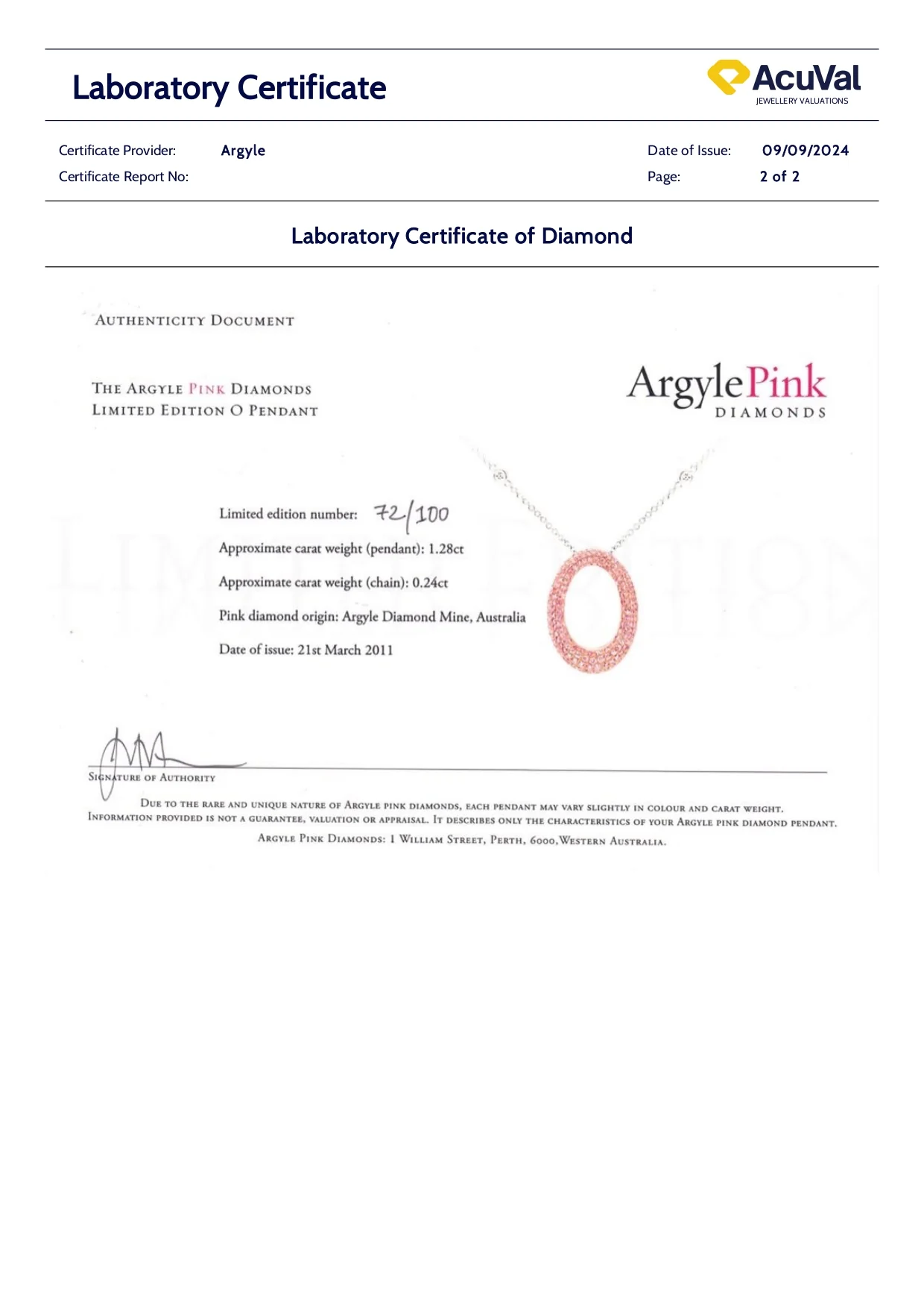 Pink argyle diamonds 18ct Rose & White Gold Diamond O Pendant 1.53ct - Image 10