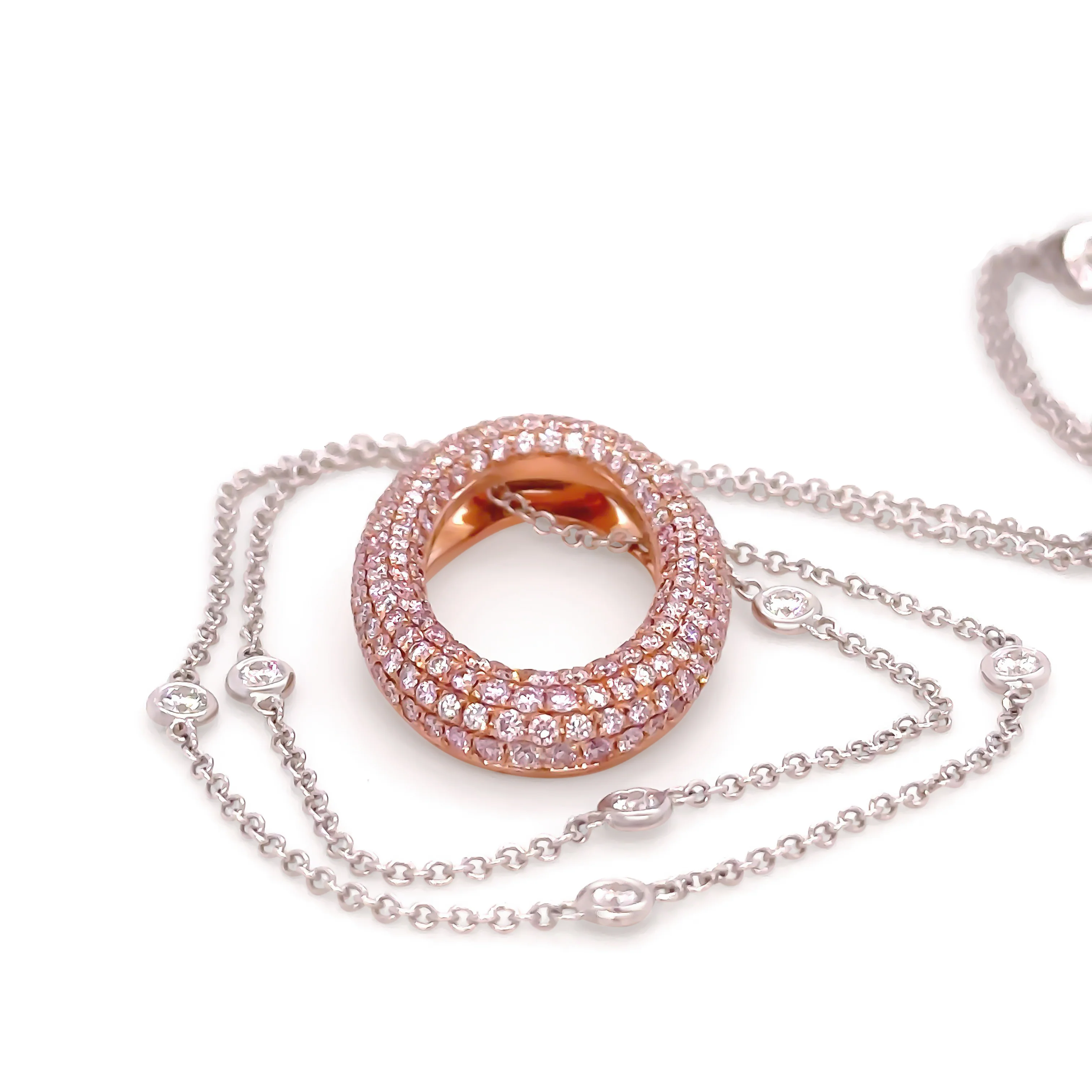 Pink argyle diamonds 18ct Rose & White Gold Diamond O Pendant 1.53ct - Image 5