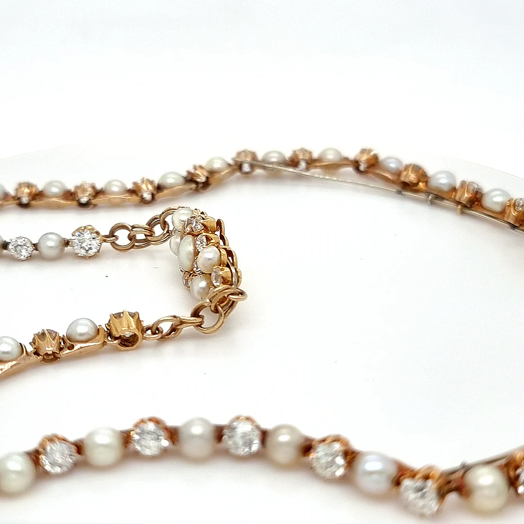 Bespoke Victorian Pearl and Diamond Necklace - Image 10