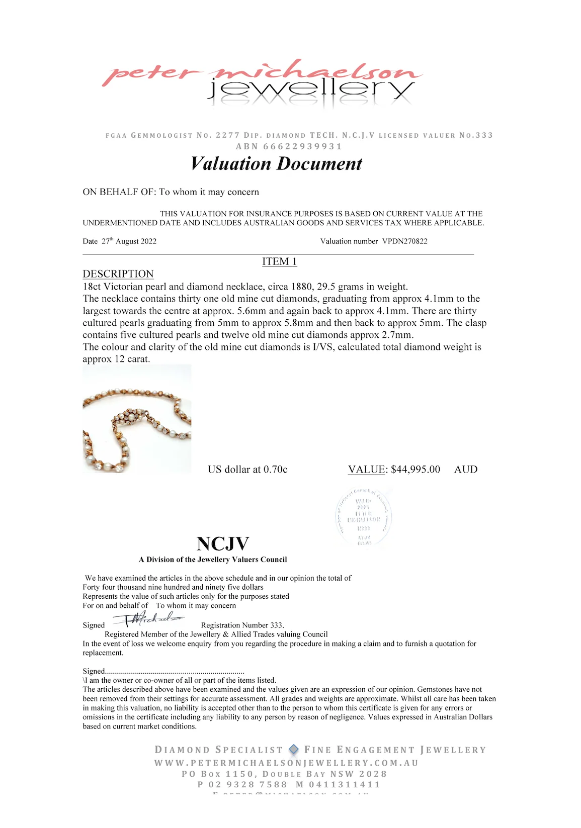 Bespoke Victorian Pearl and Diamond Necklace - Image 13