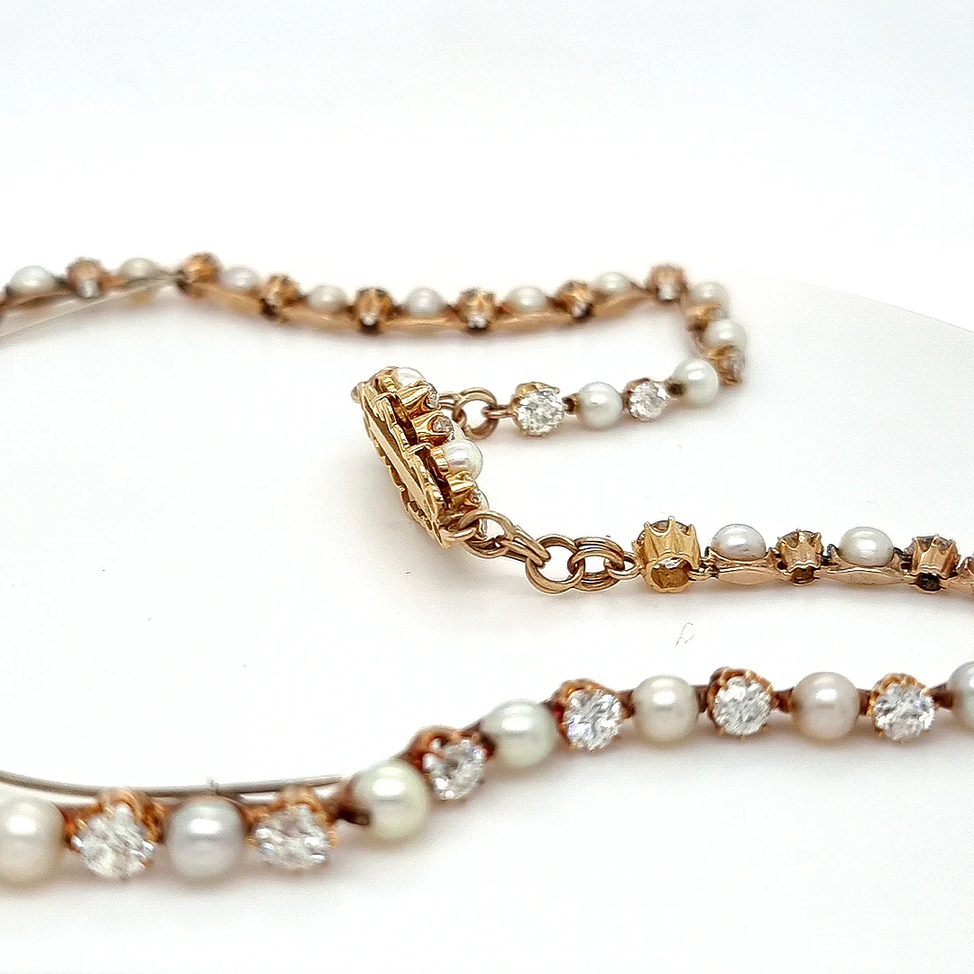 Bespoke Victorian Pearl and Diamond Necklace - Image 5