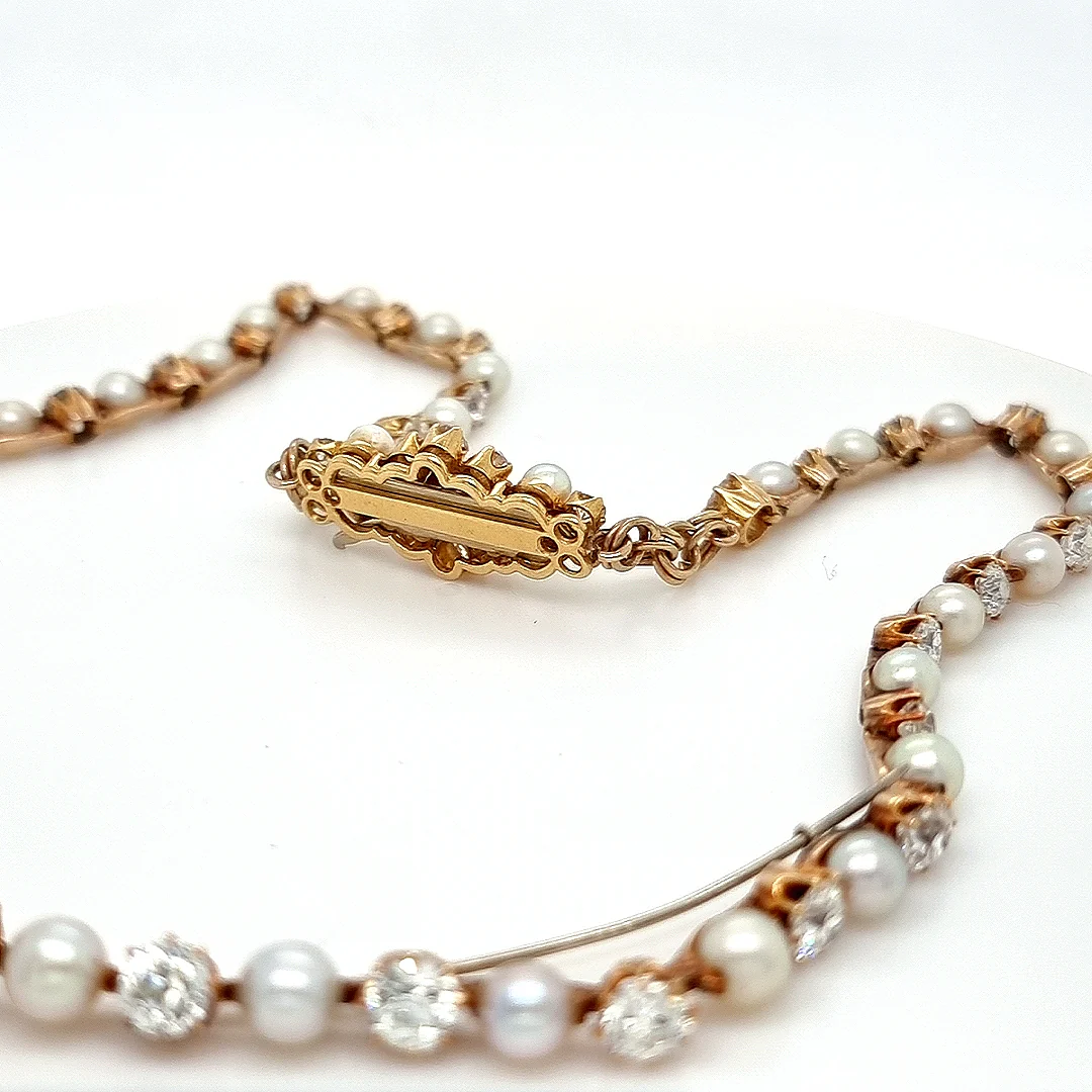 Bespoke Victorian Pearl and Diamond Necklace - Image 7