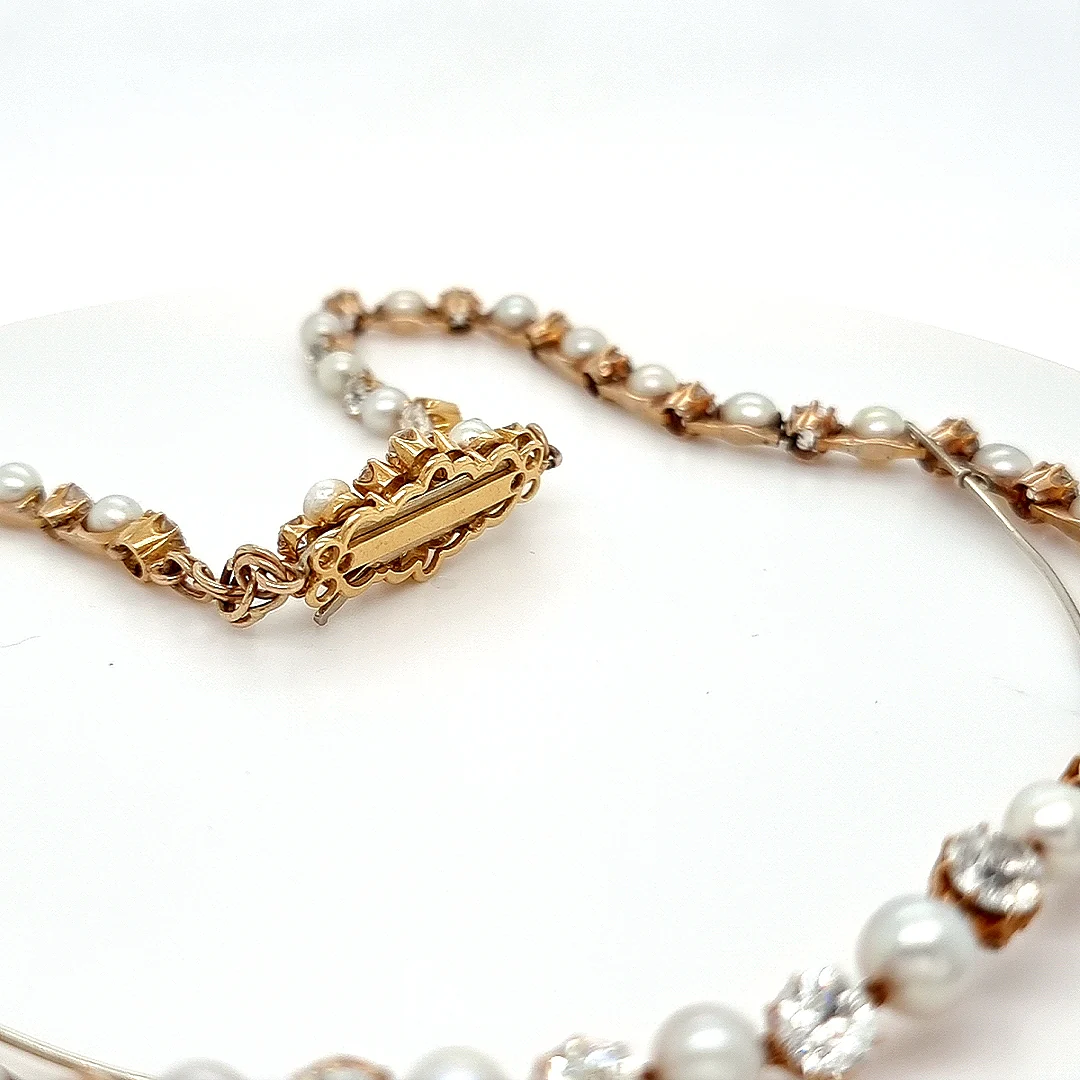 Bespoke Victorian Pearl and Diamond Necklace - Image 9