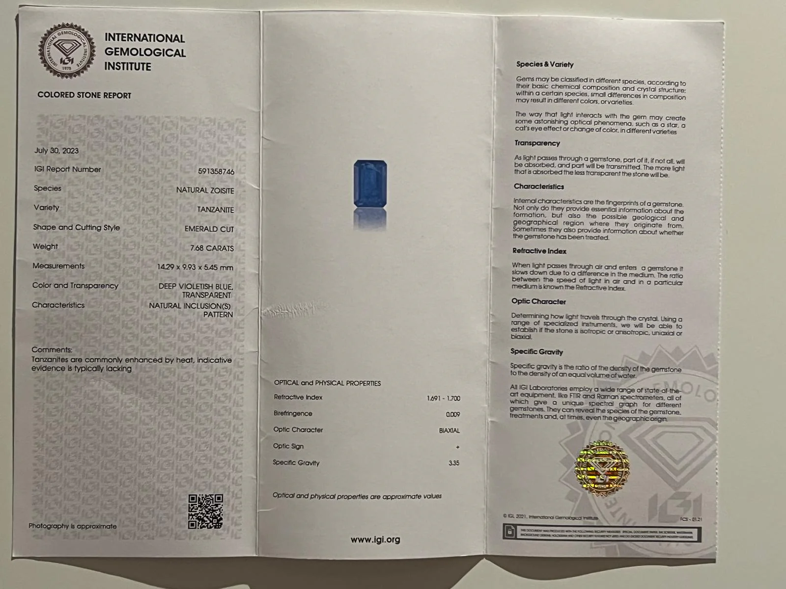 Bespoke Loose Natural Tanzanite 7.68ct - Image 6