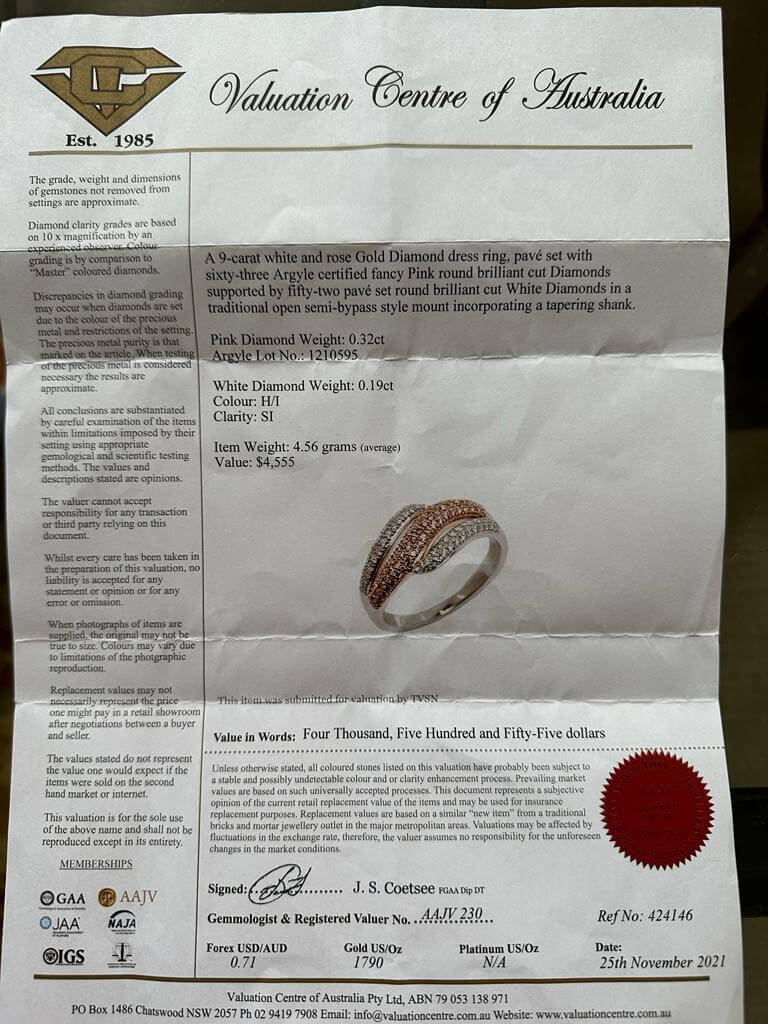 Bespoke Pink & White Diamond Ring 0.50ct - Image 5