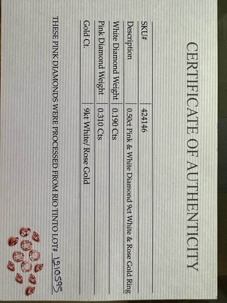 Bespoke Pink & White Diamond Ring 0.50ct - Image 6