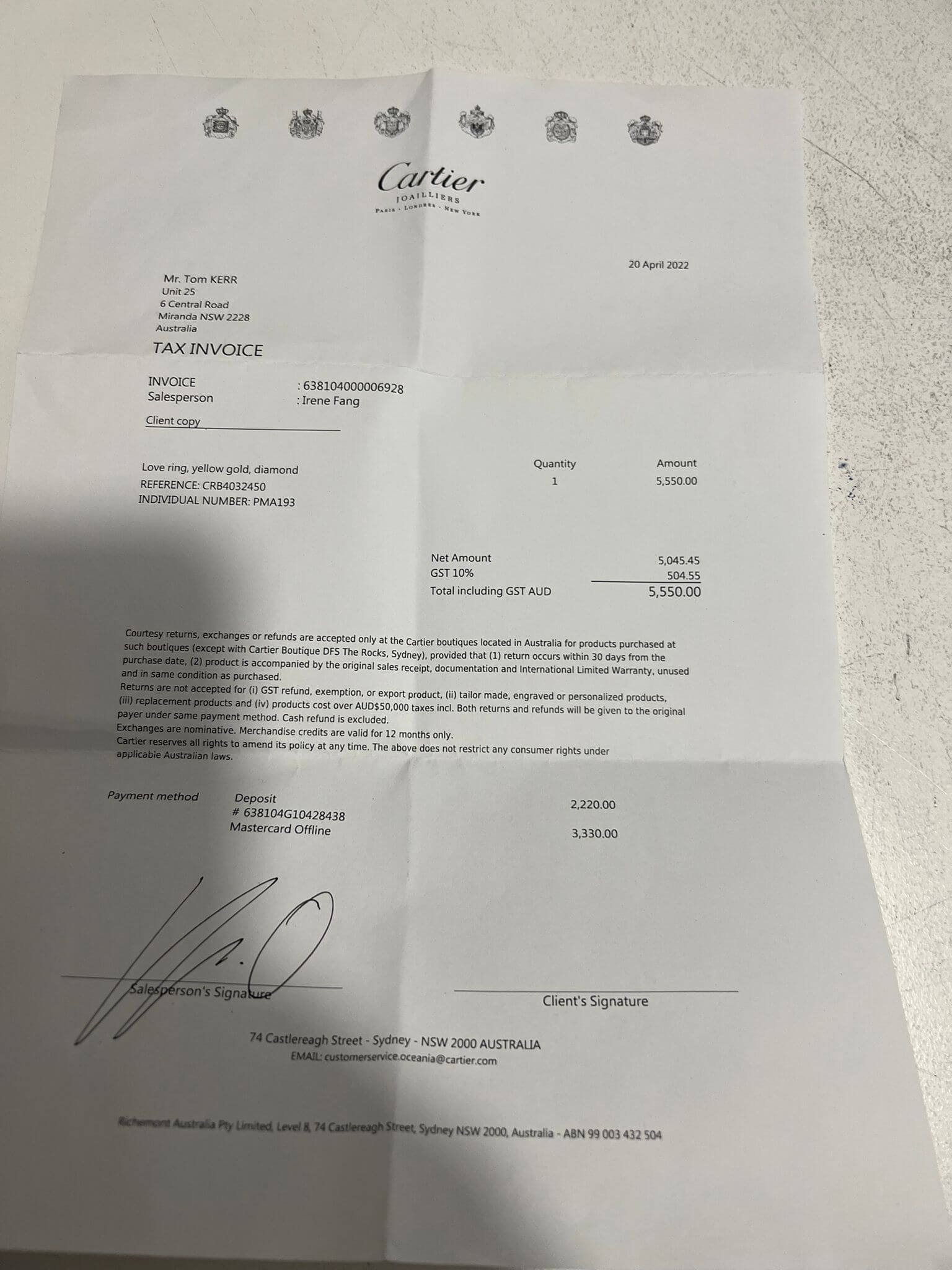 Cartier Love Yellow Gold Ring with 3 Diamonds - Image 10