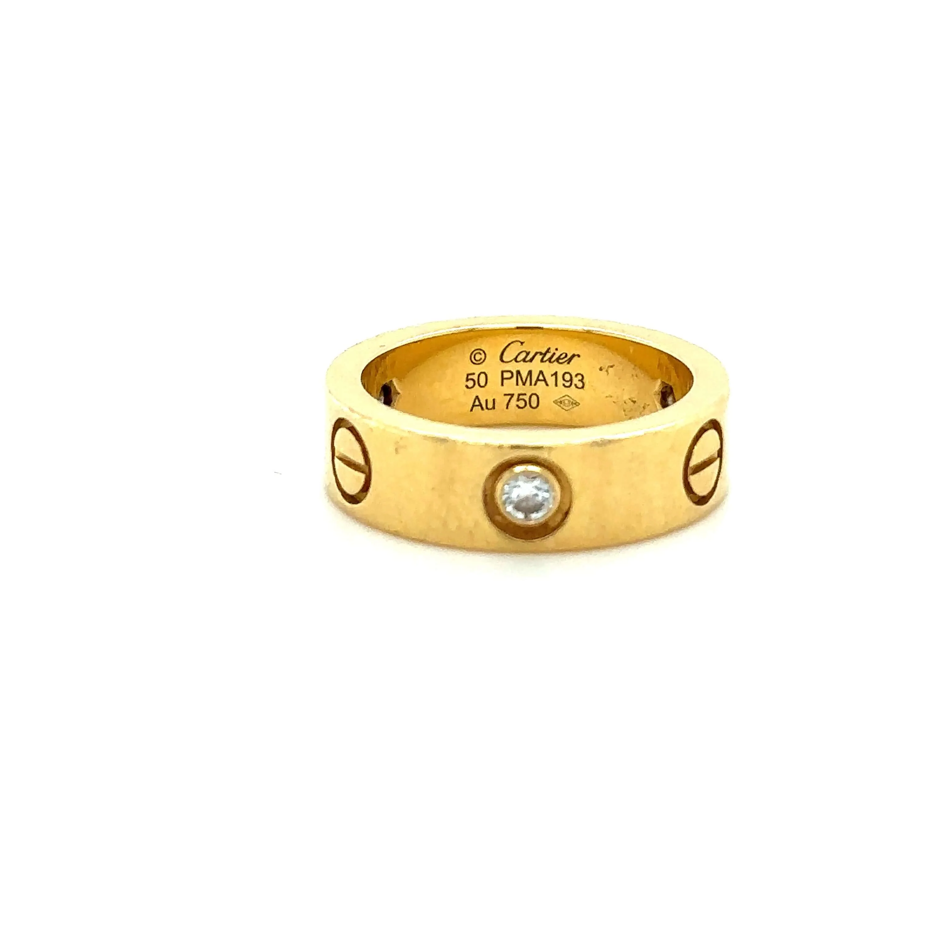 Cartier Love Yellow Gold Ring with 3 Diamonds - Image 3