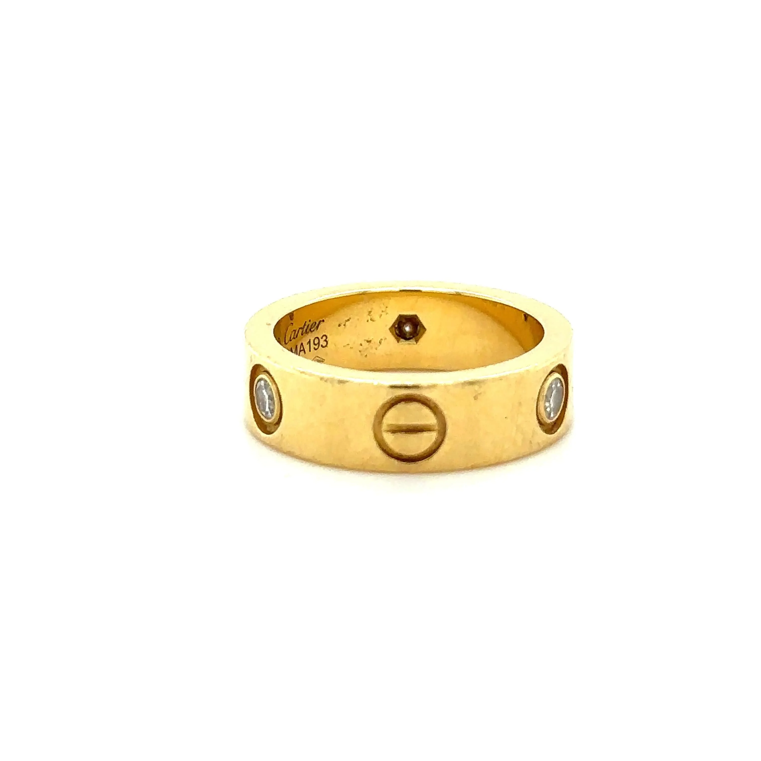 Cartier Love Yellow Gold Ring with 3 Diamonds - Image 5