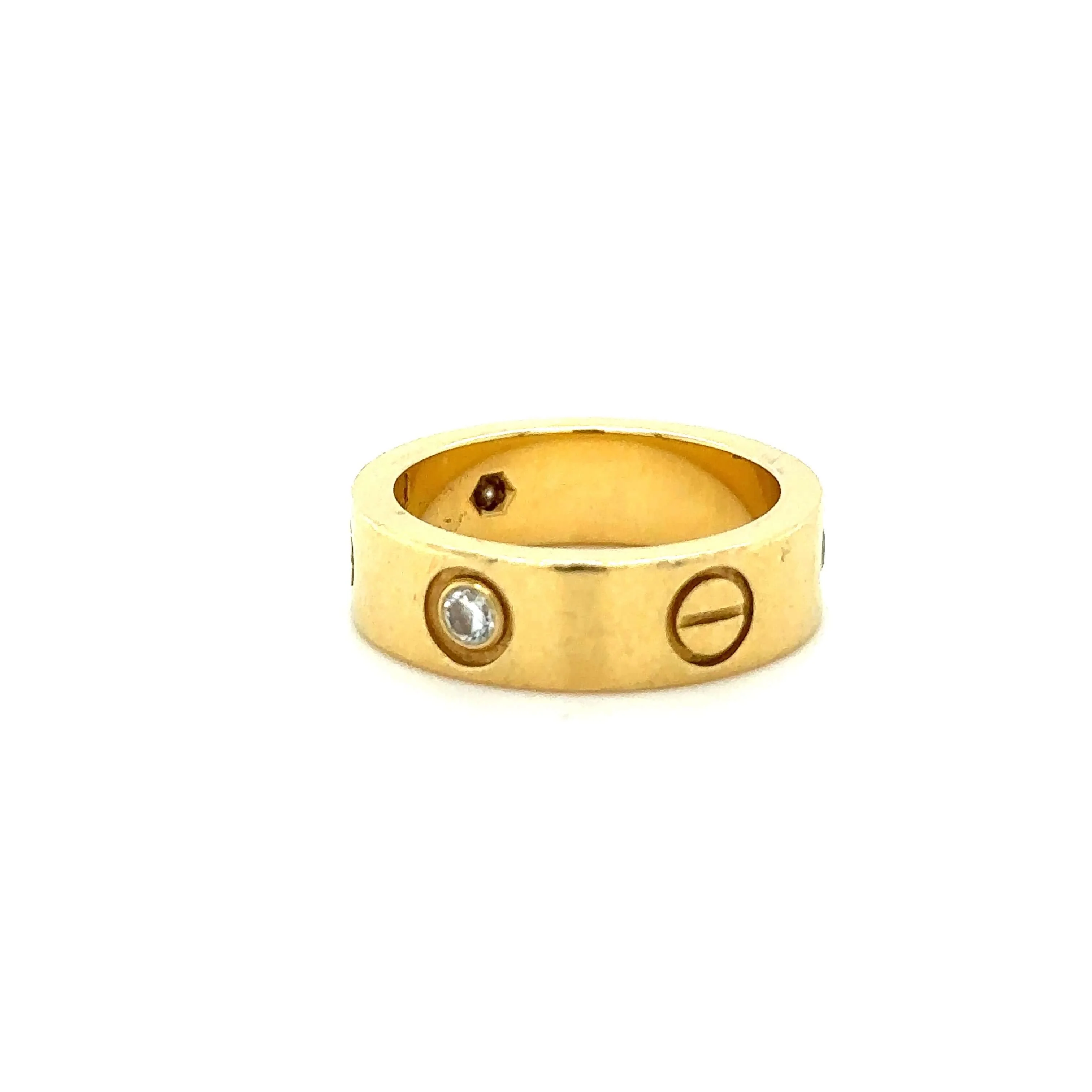 Cartier Love Yellow Gold Ring with 3 Diamonds - Image 6