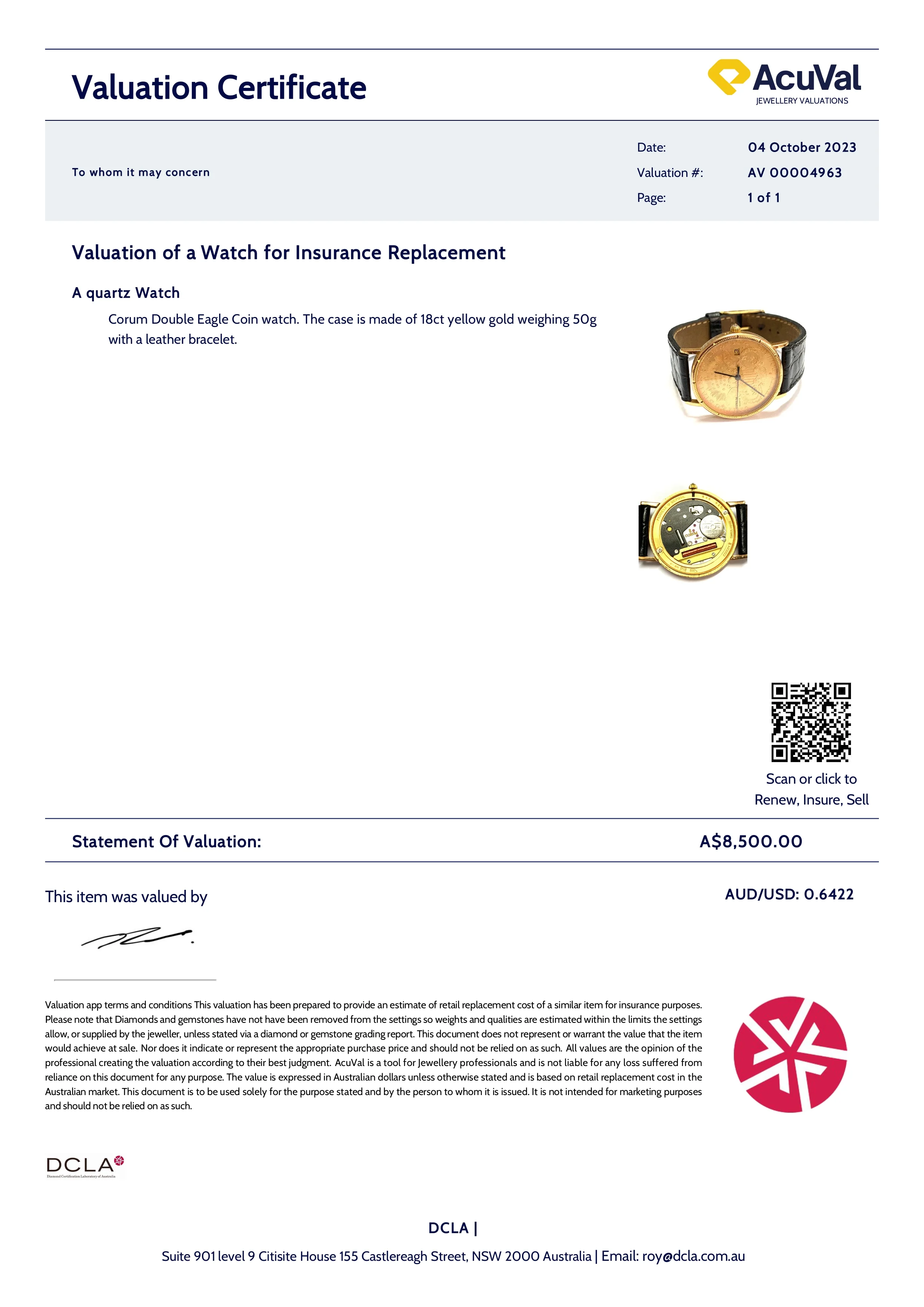 Corum Double Eagle Coin Watch - Image 13