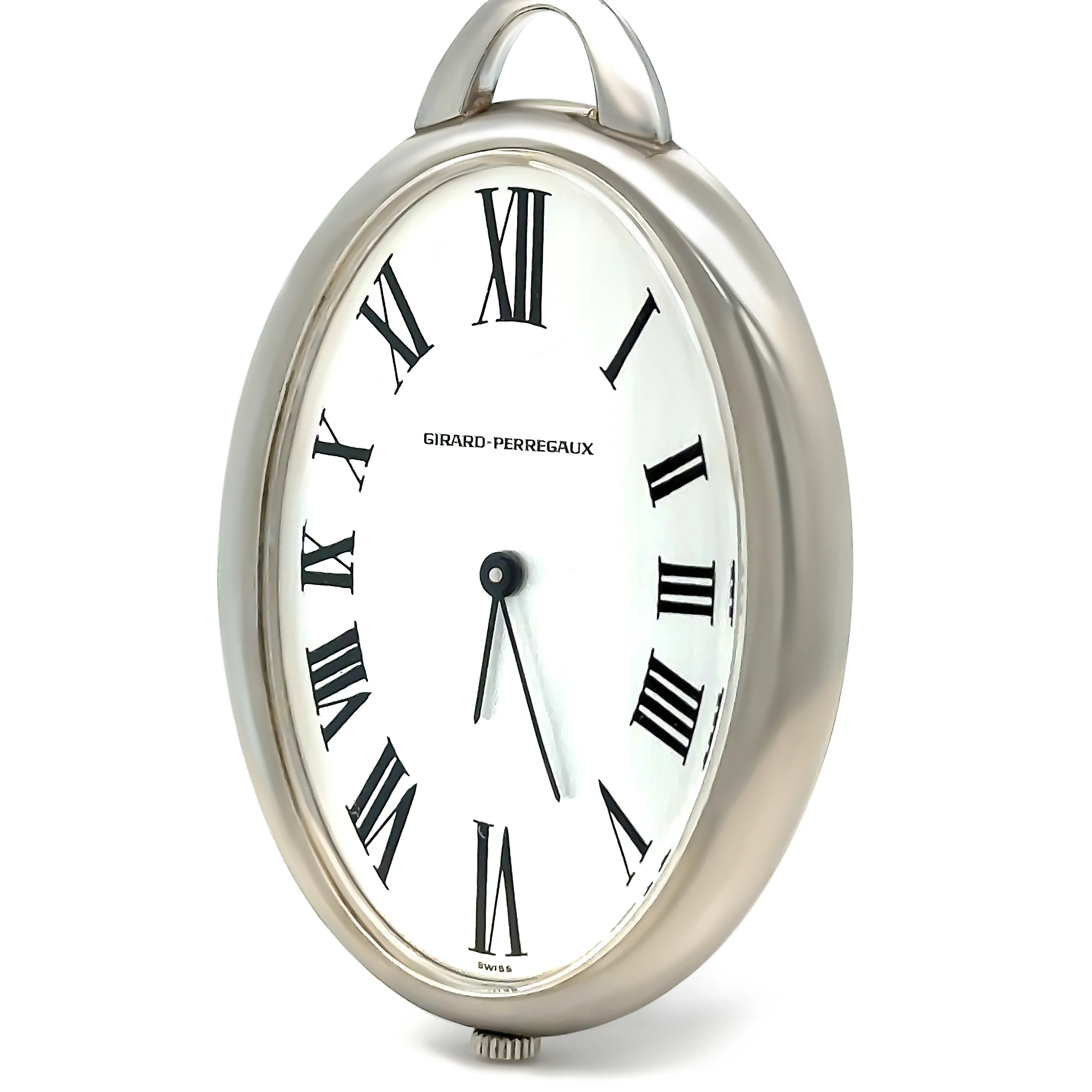 Girard Perregaux Stainless Steel Oval Pocket Watch - Image 4
