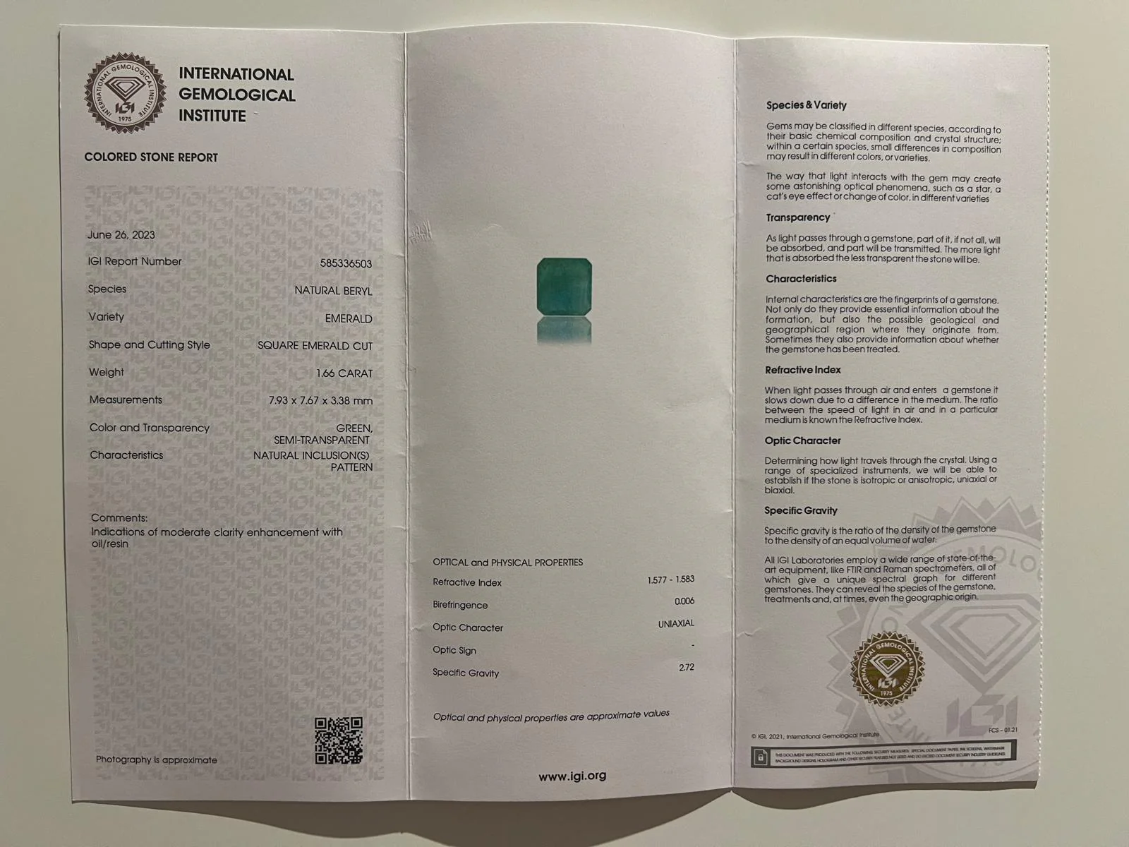 Loose Natural Emerald 1.66ct - Image 7