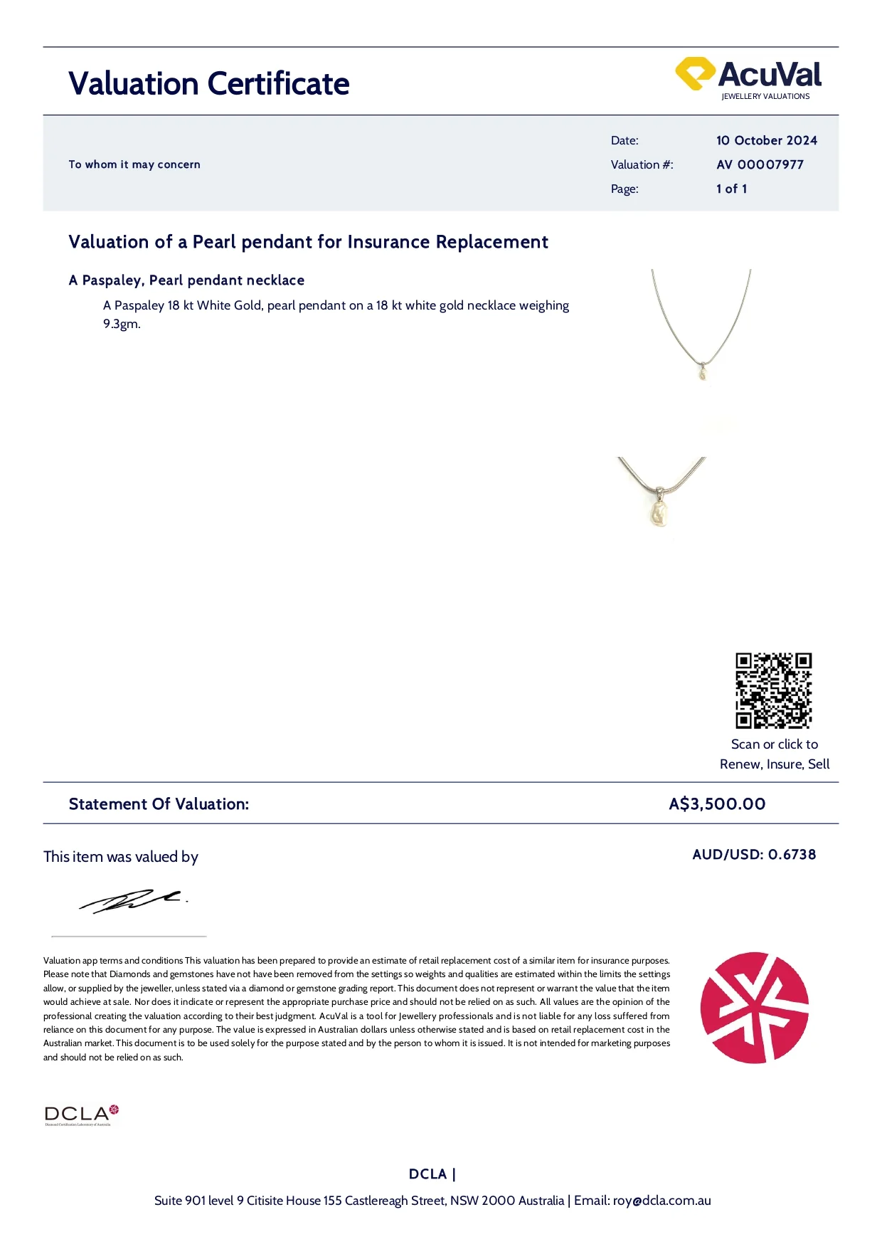 Paspaley 18ct White Gold Kechi Pearl Necklace 9.3g - Image 6