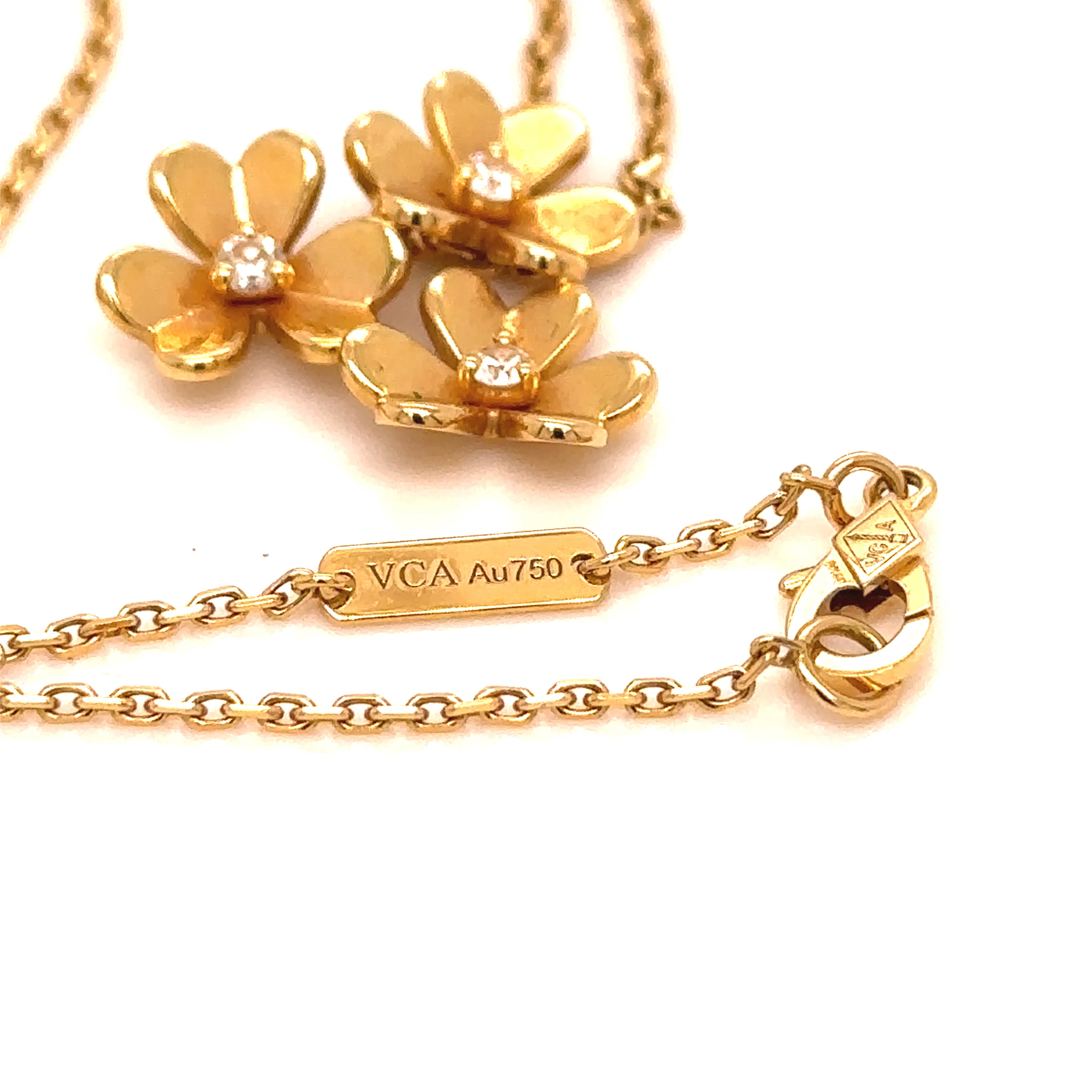 Van Cleef & Arpels Frivole 3-Flower Diamond Pendant Necklace 0.16ct 6.2g - Image 4