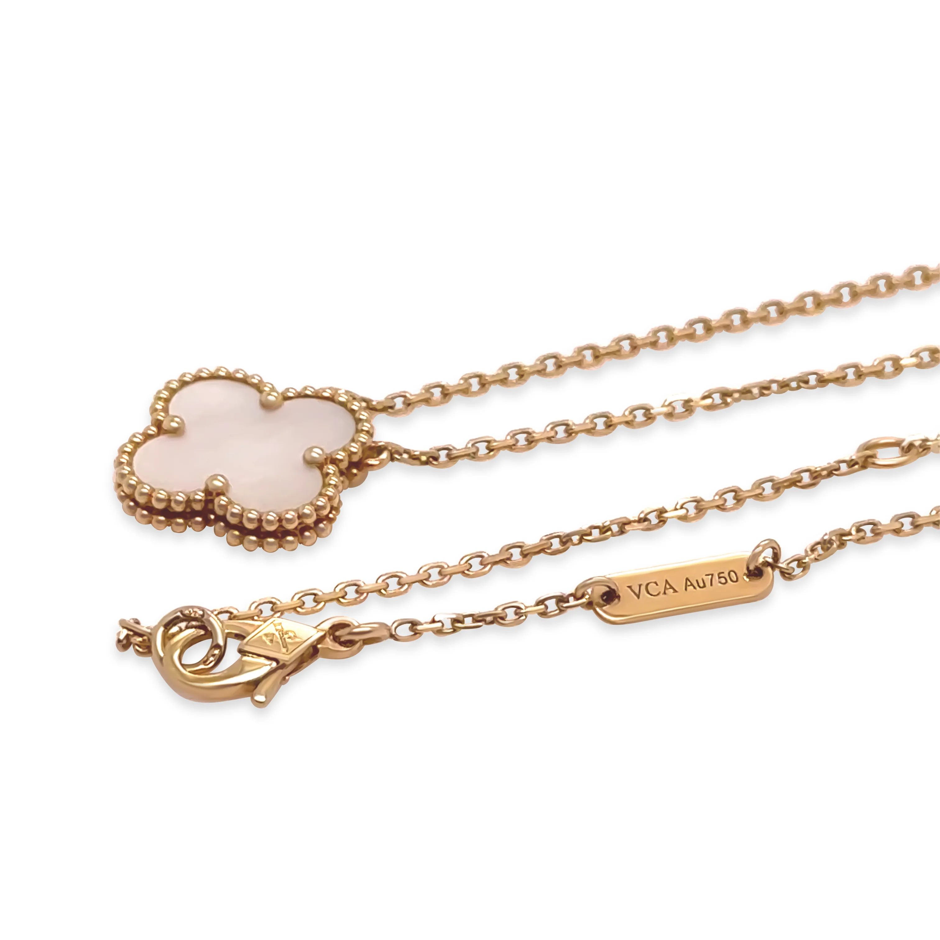 Van Cleef & Arpels Vintage Alhambra Mother of Pearl Pendant Necklace 4.62g - Image 5