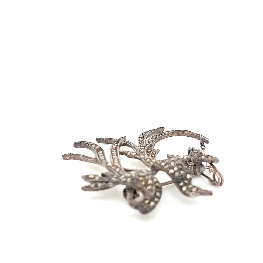 Victorian Marcasite Romantic Brooch - Image 3