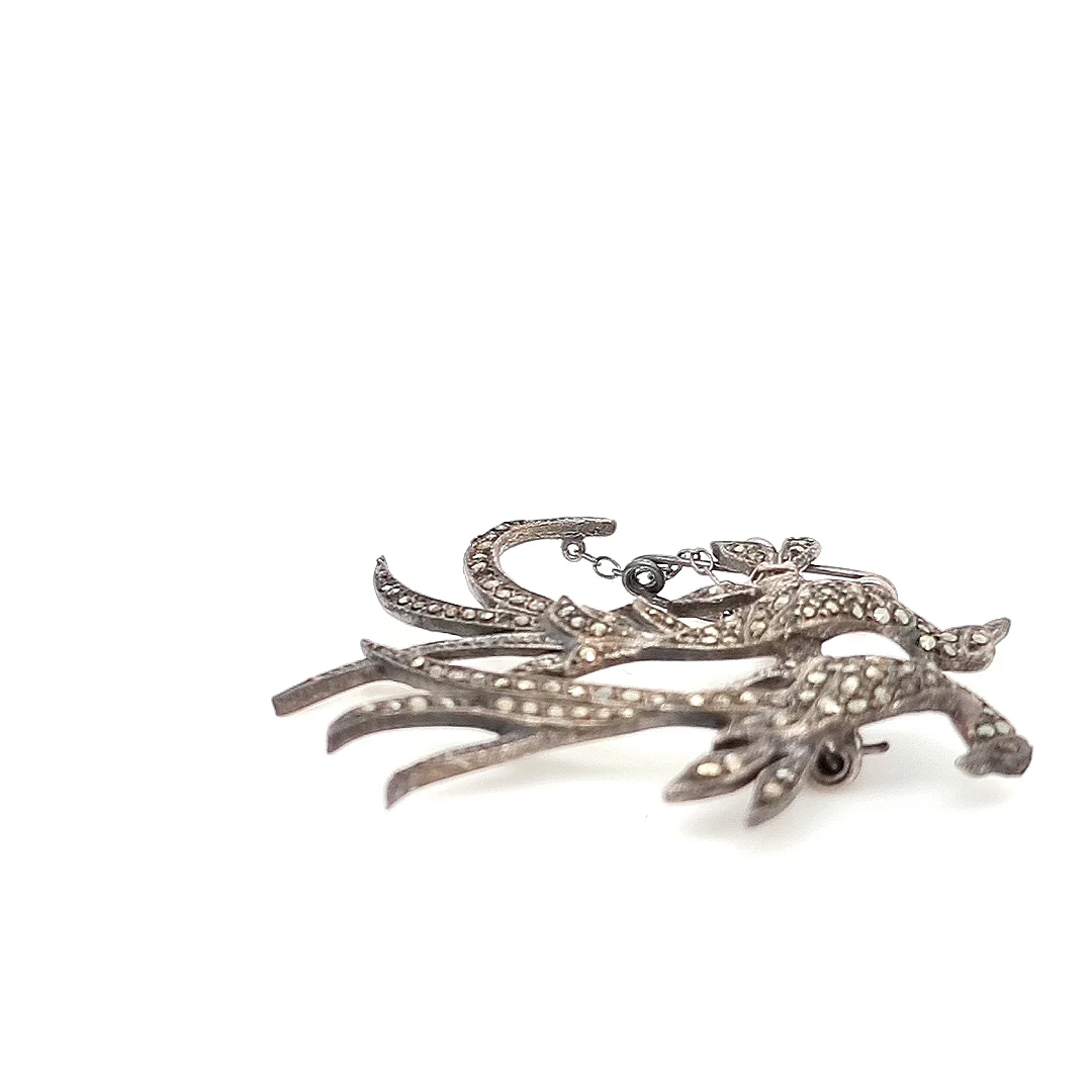 Victorian Marcasite Romantic Brooch - Image 5