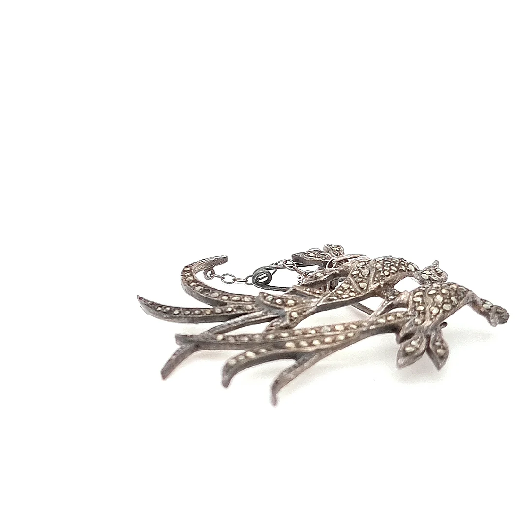 Victorian Marcasite Romantic Brooch - Image 6