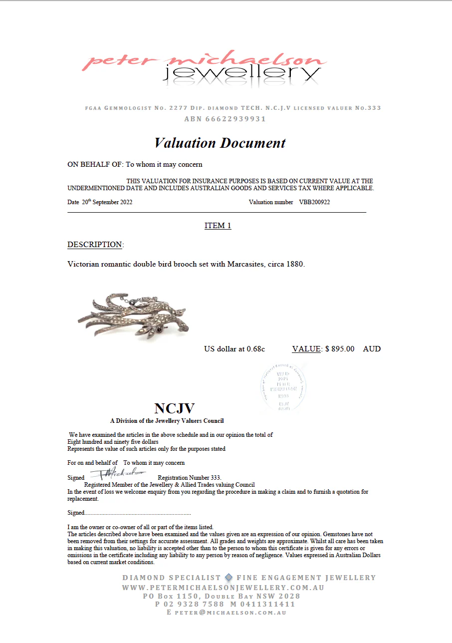 Victorian Marcasite Romantic Brooch - Image 7